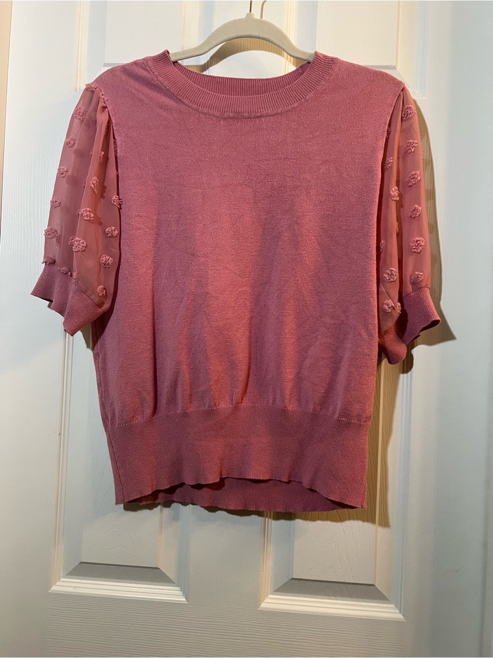 🦋 Women's Dusty Rose Puff-Sleeve Knit Top size xlarge